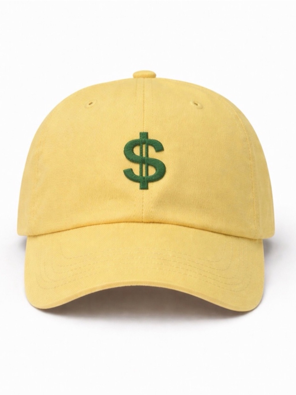 💲 Dollar Sign Hat Butter Yellow Dad Cap Minimal Money Embroidered Aesthetic